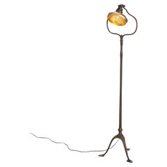 Arts & Crafts Tiffany Bronze & Gold Aurene Favrile Art Glass Lamp, Signed, c1920