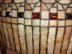 Arts & Crafts Tiffany Style Large Leaded Glass Table Lamp