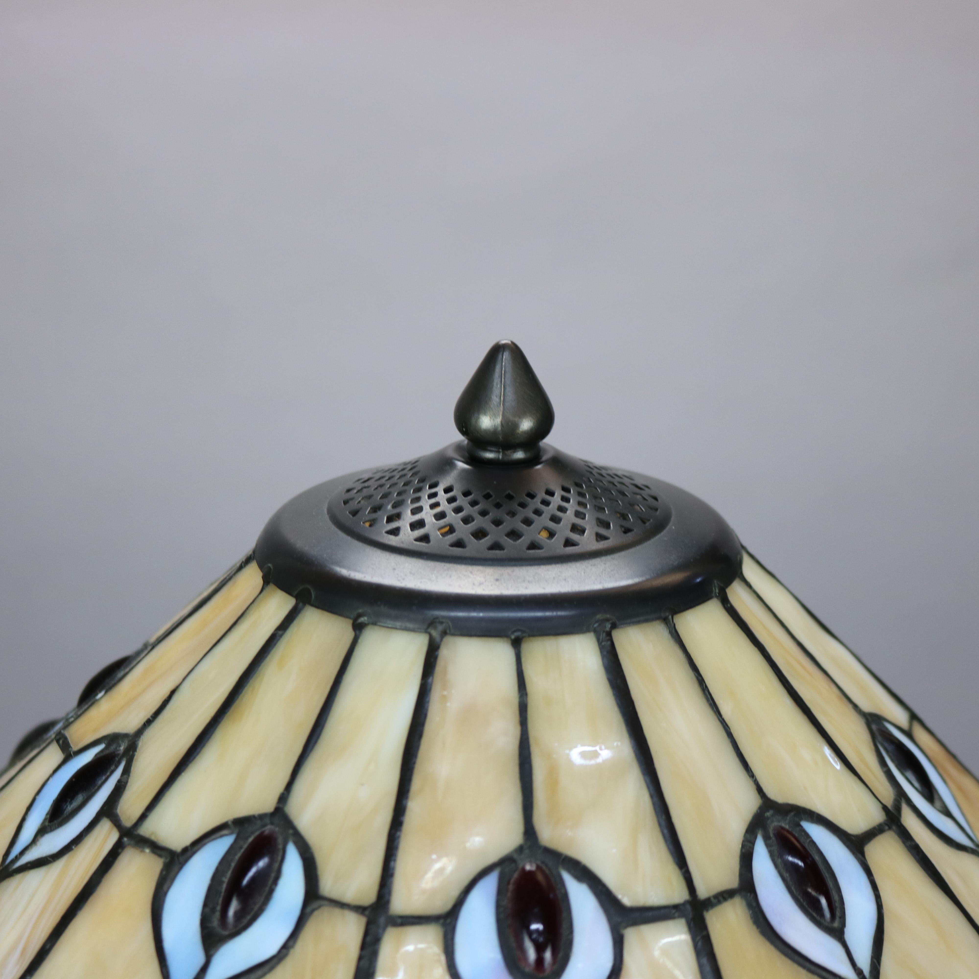 20th Century Arts & Crafts Tiffany Style Leaded Stained Glass Table Lamp 20th C
