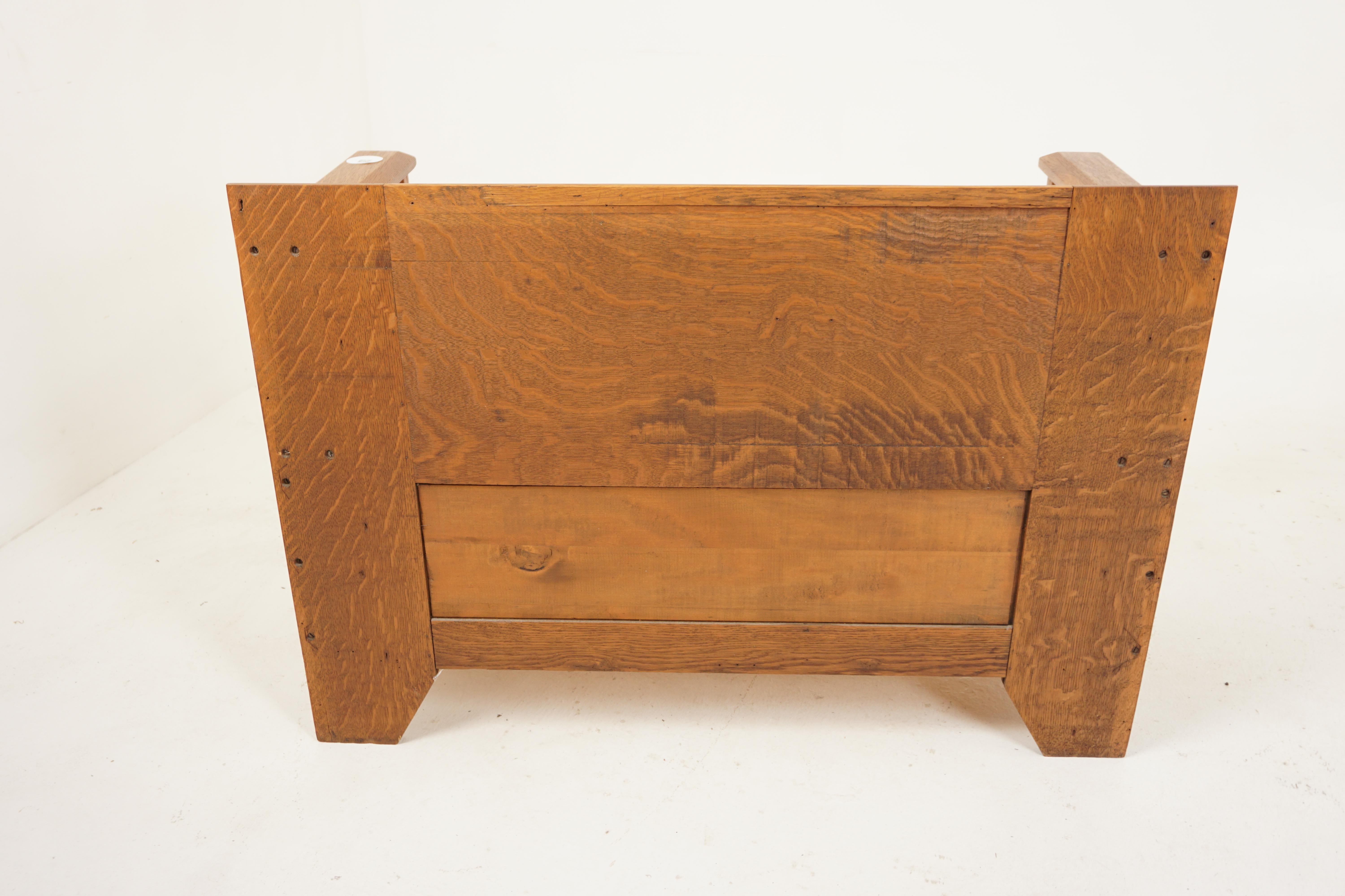 Arts + Crafts Tiger Oak Hall Bench, Lift up Seat, Scotland 1910, H697 For Sale 5
