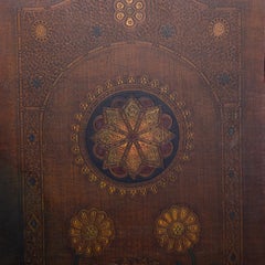 Arts & Crafts Tooled Leather Three Panel Screen 20thC