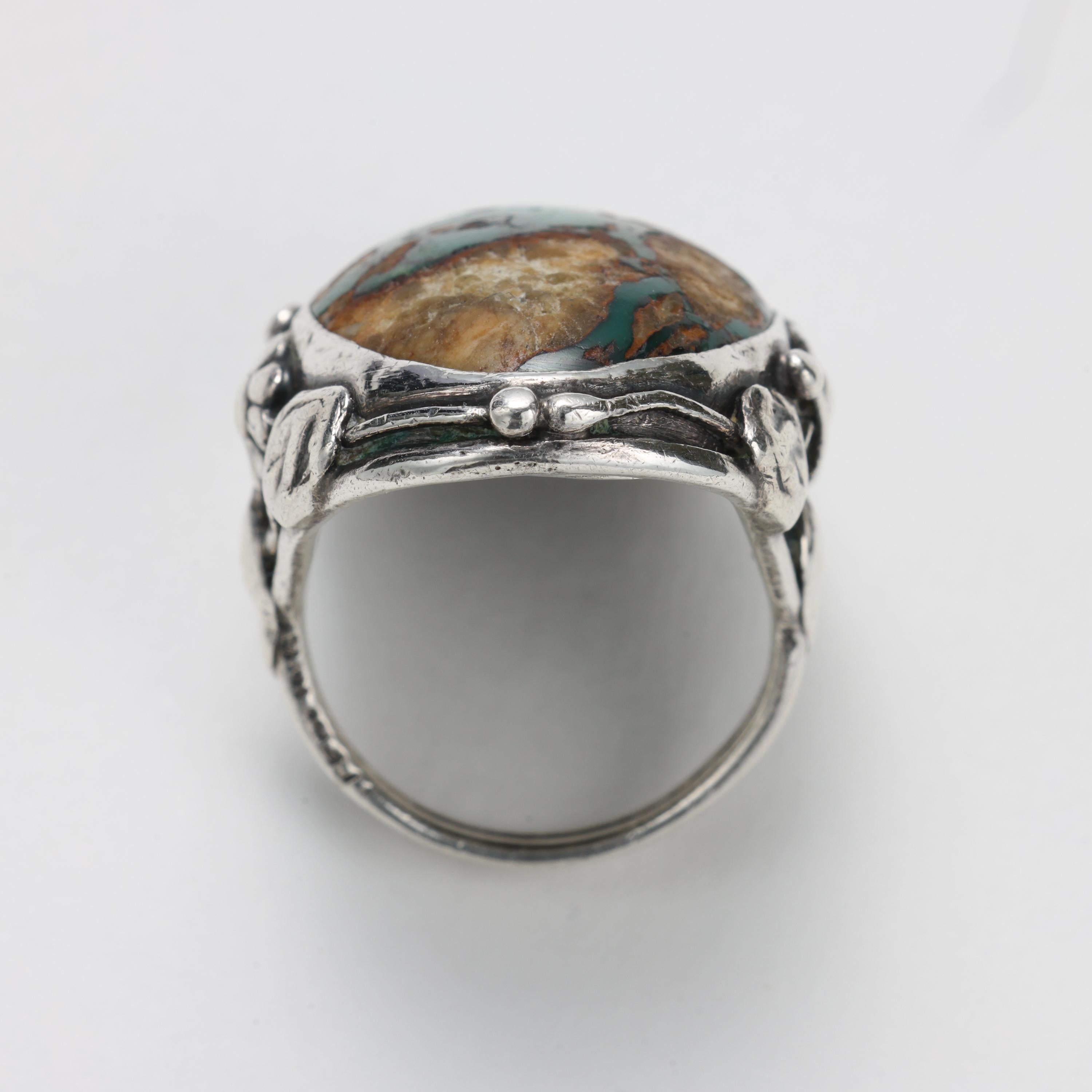 Arts & Crafts Turquoise Ring in Silver For Sale 9