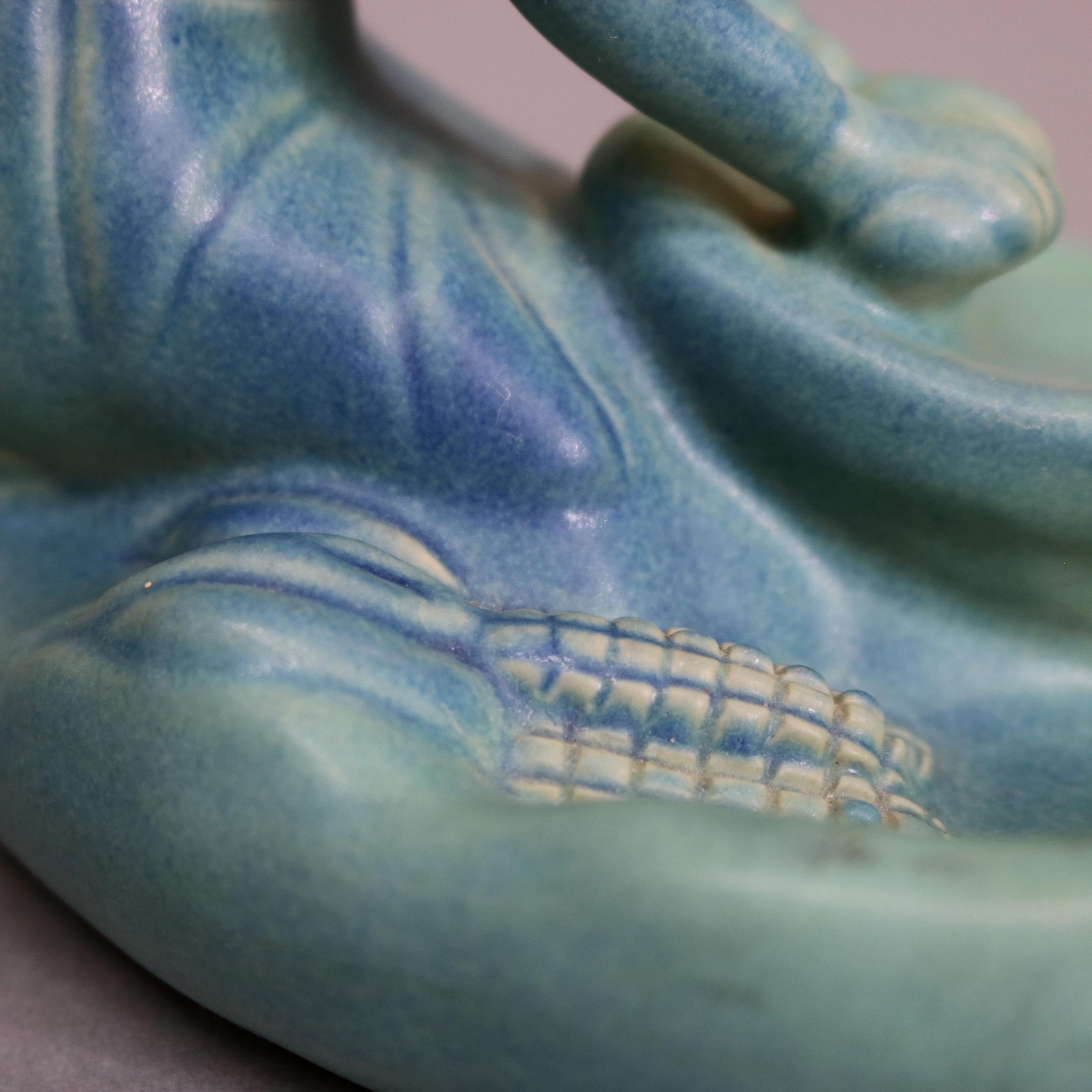 20th Century Arts & Crafts Van Briggle Art Pottery Figural Indian Girl Dresser Tray