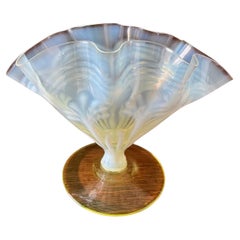 Arts & Crafts Vaseline Glass Fluted Vase