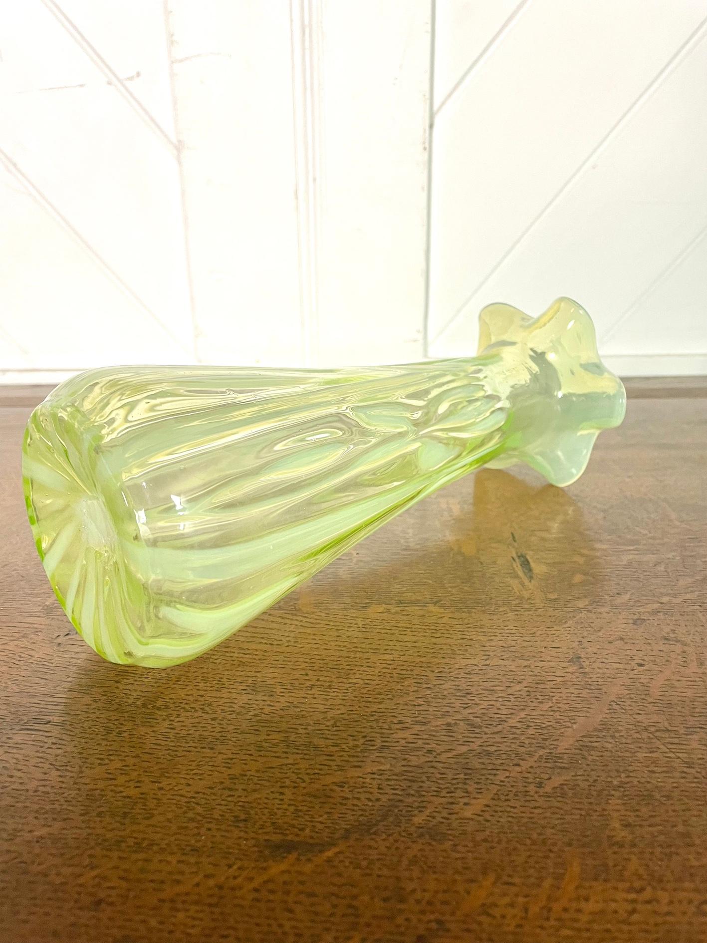 English Arts & Crafts Vaseline Glass Vase