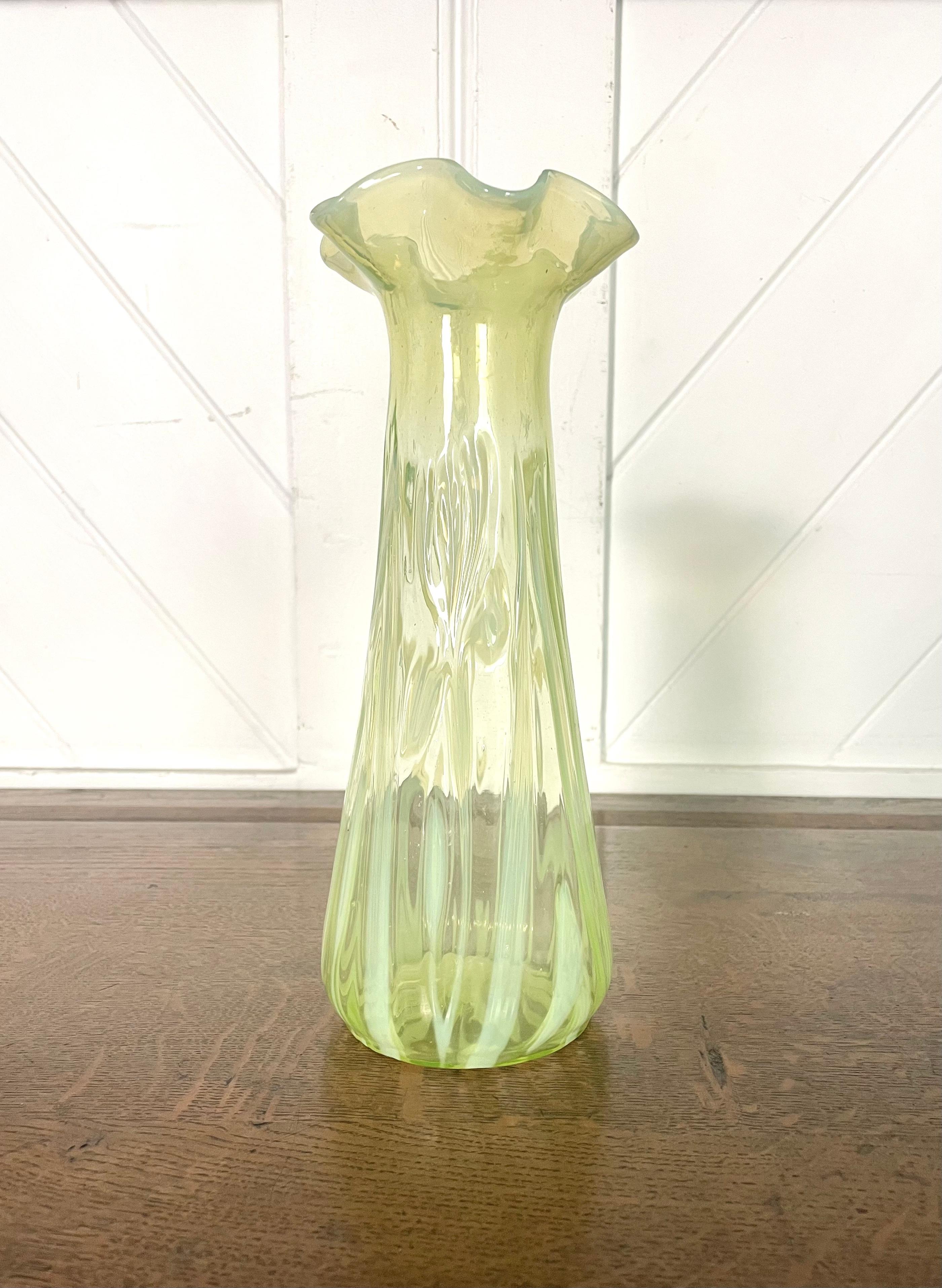 Arts & Crafts Vaseline Glass Vase In Good Condition In Petworth, GB