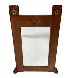 Espejo de pared Arts & Crafts con ranas talladas a mano por Kobus de Graaff, 1900s