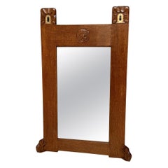 Arts & Crafts Wall Mirror with Hand-Carved Frogs by Kobus de Graaff, 1900s Arts & Crafts Wall Mirror with Hand-Carved Frogs by Kobus de Graaff, 1900s