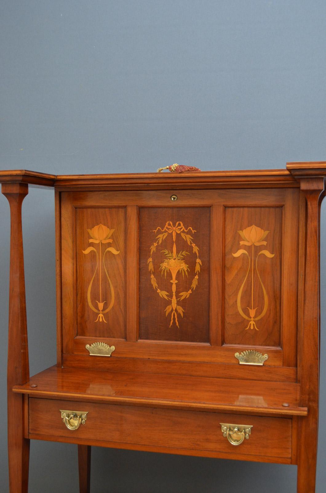 Early 20th Century Arts & Crafts Walnut Bureau in the Manner of Shapland and Petter