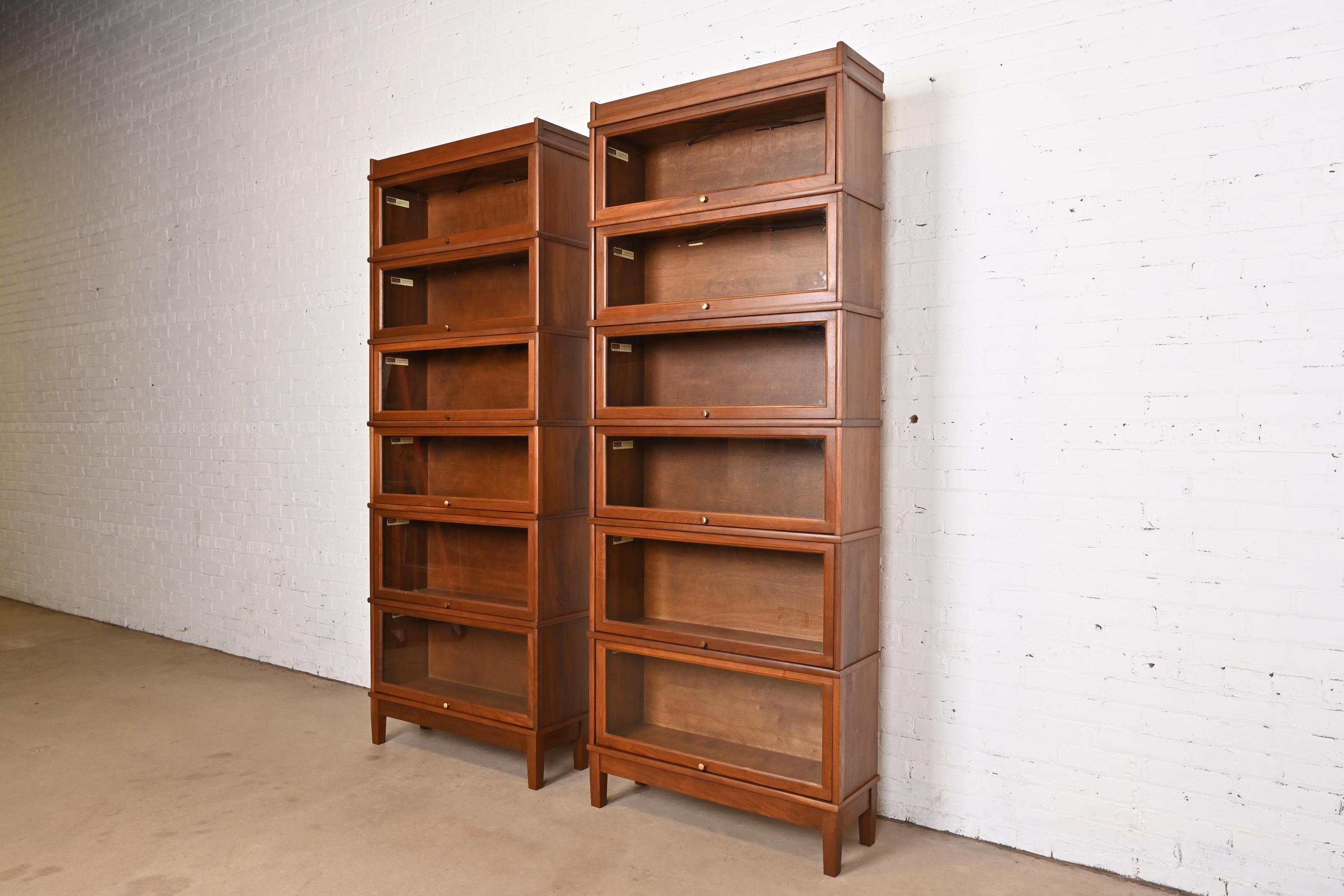 American Arts & Crafts Walnut Six-Stack Barrister Bookcases by Hale, Pair
