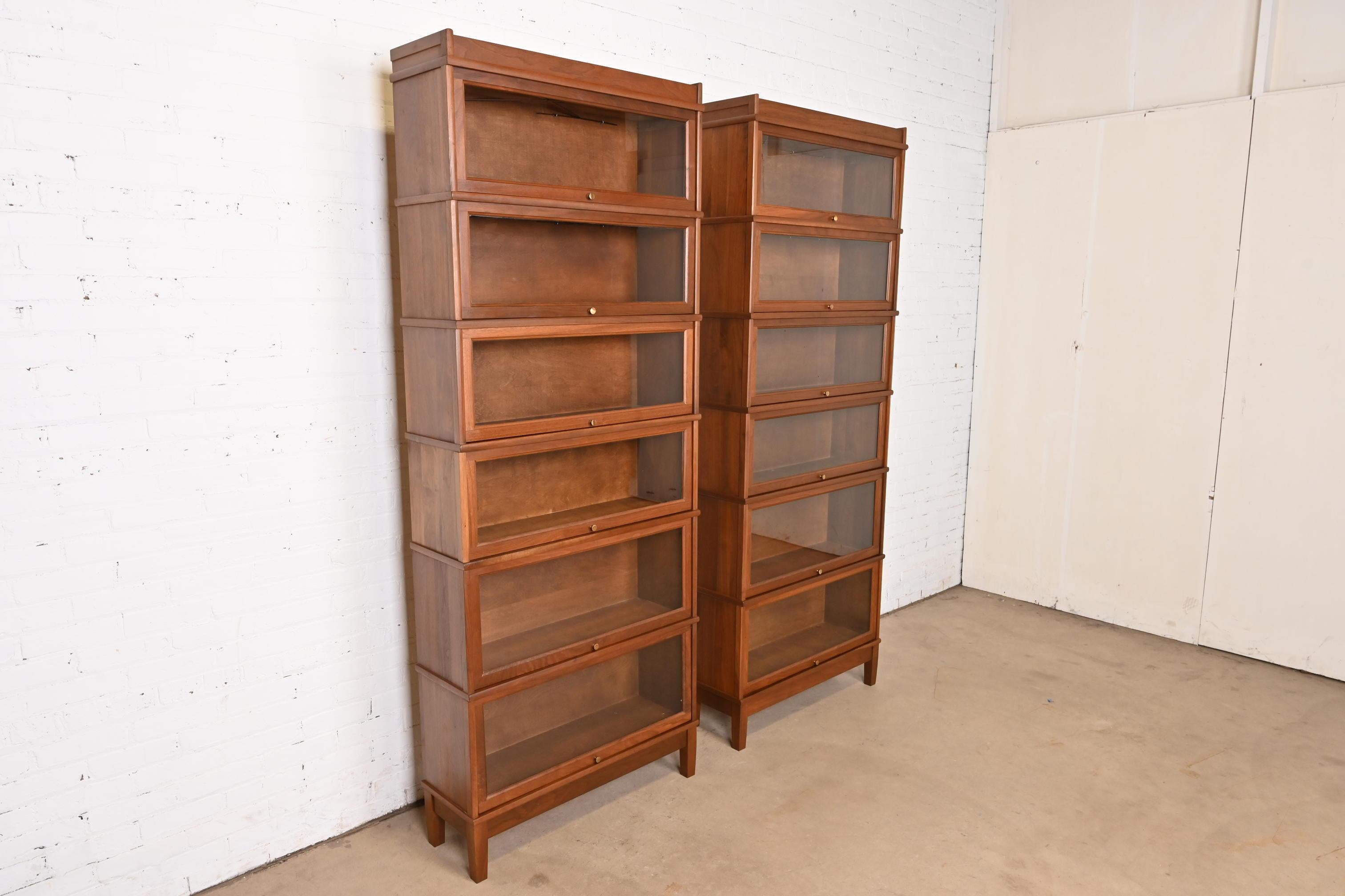 Arts & Crafts Walnut Six-Stack Barrister Bookcases by Hale, Pair In Good Condition In South Bend, IN