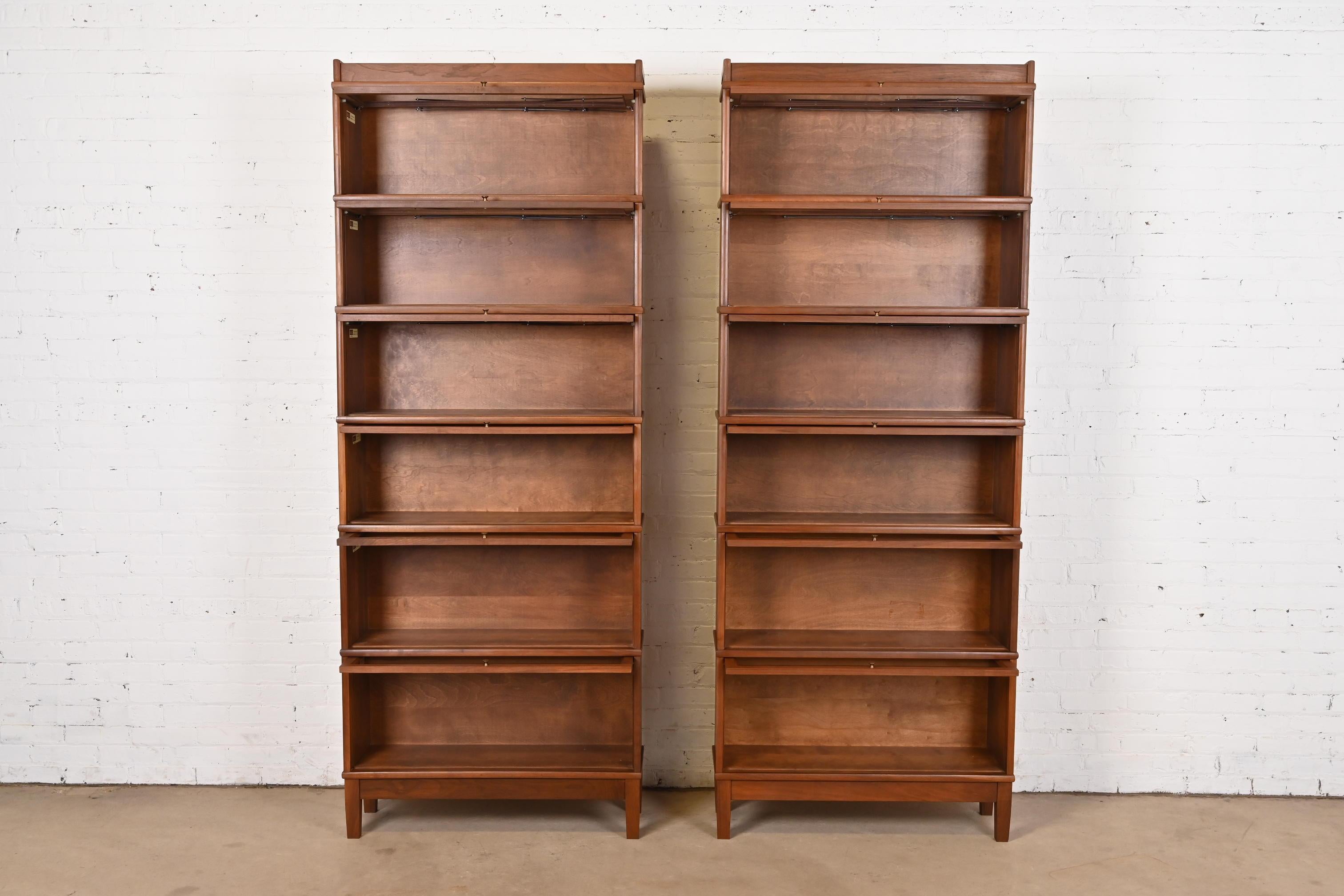 20th Century Arts & Crafts Walnut Six-Stack Barrister Bookcases by Hale, Pair