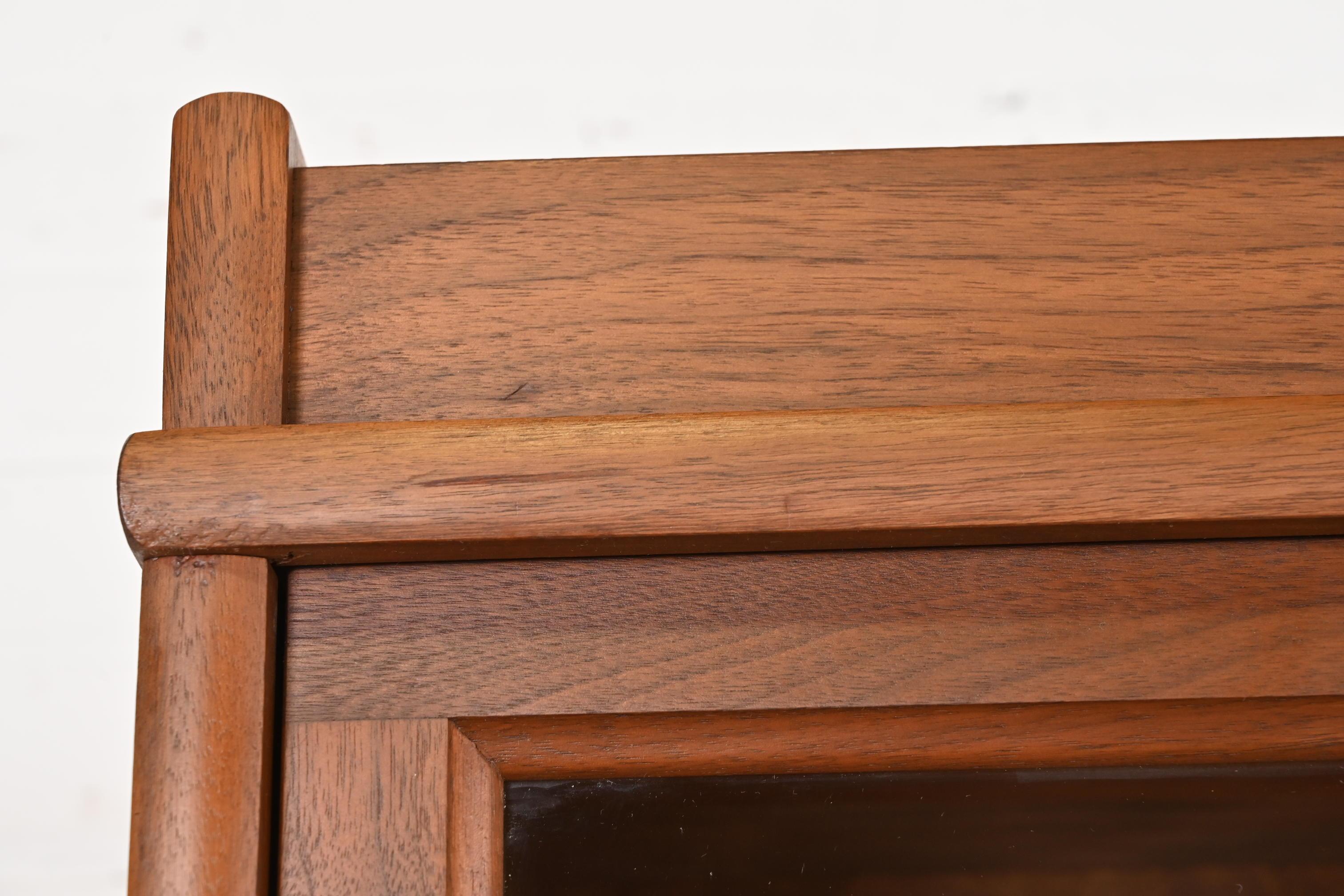 Brass Arts & Crafts Walnut Six-Stack Barrister Bookcases by Hale, Pair