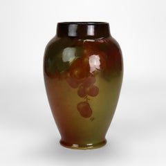 ARts & Crafts Weller Louwelsa High Glaze Pottery Vase With Grape & Leaf c1920