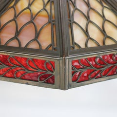 Arts & Crafts Wilkinson Eight Panel Two-Tone Slag Glass Lamp Shade, C1910