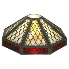 Arts & Crafts Wilkinson Eight Panel Two-Tone Slag Glass Lamp Shade, C1910