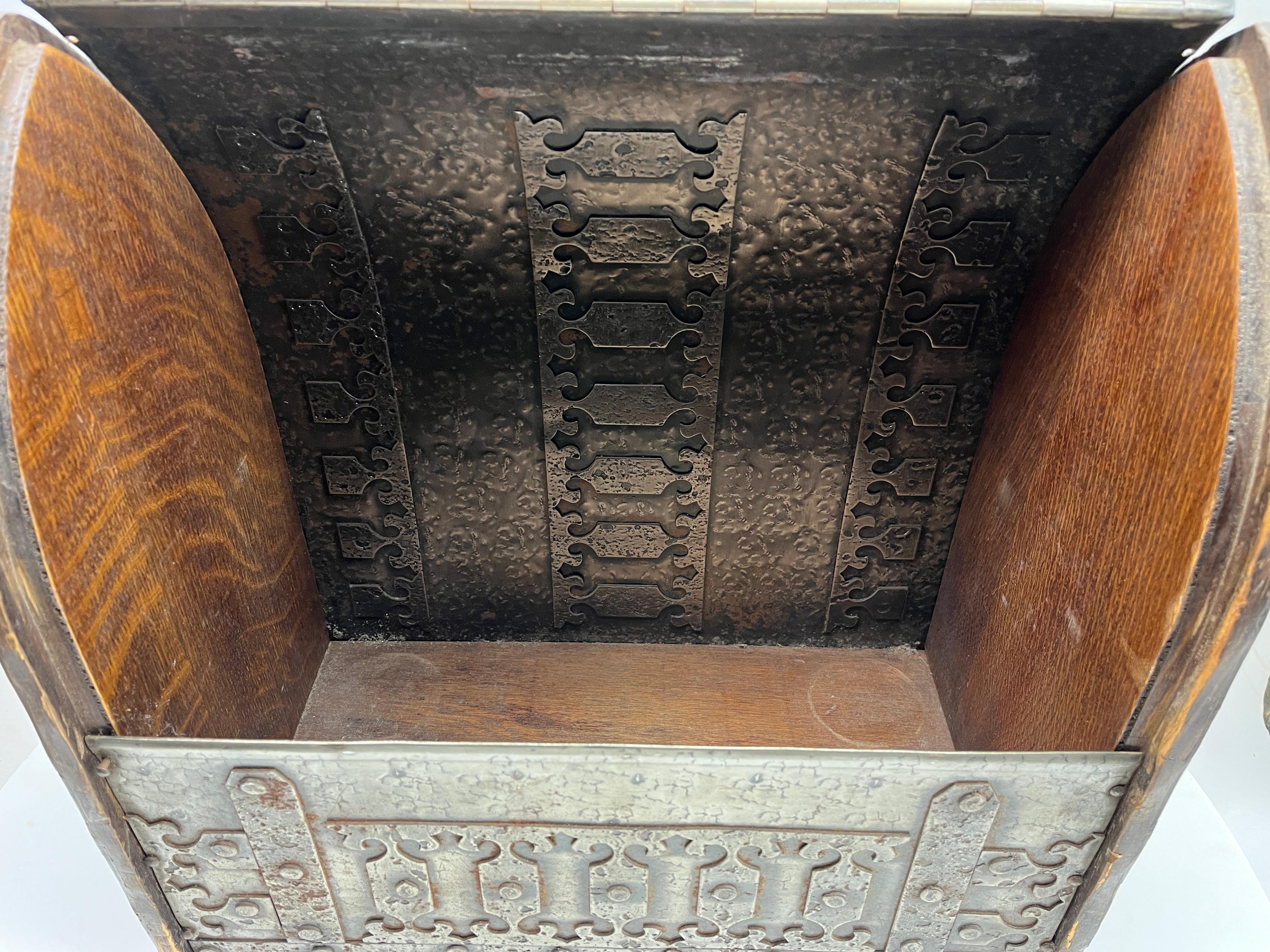 Sheet Metal Arts & Crafts Wine Box with Decorative Metal Work, circa 1920s For Sale
