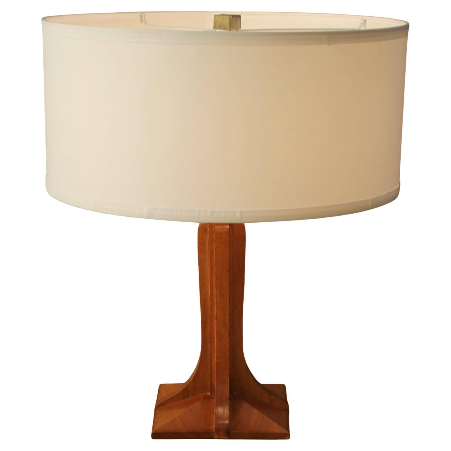 Arts & Crafts Wood Lamp Handcrafted 1950 Mid Century Architectural Decor OOAK
