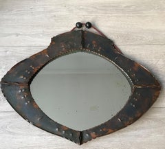 Arts & Crafts Workmanship, Organic Design Copper Wall Mirror of Practical Size