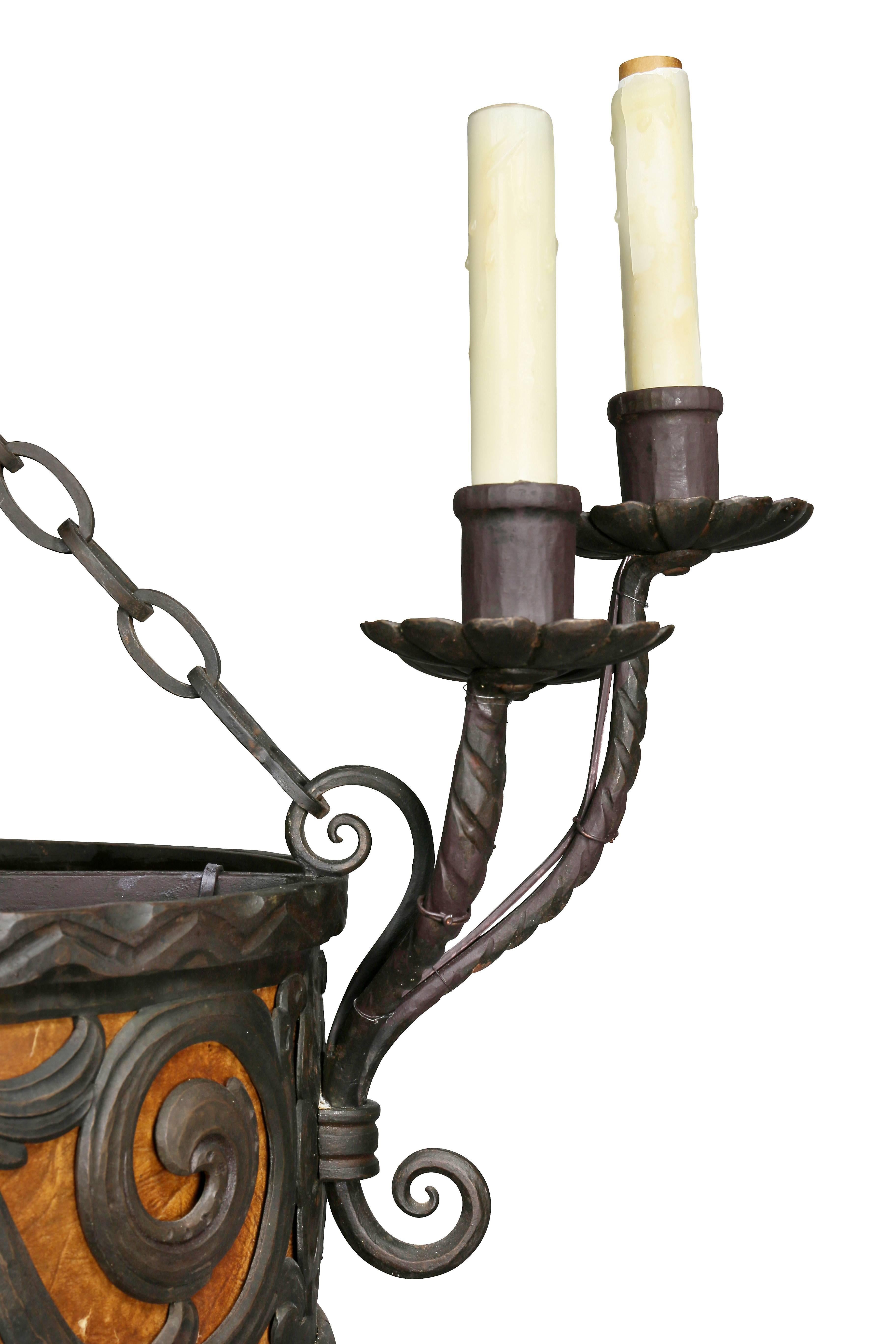 Arts & Crafts Wrought Iron Chandelier 1
