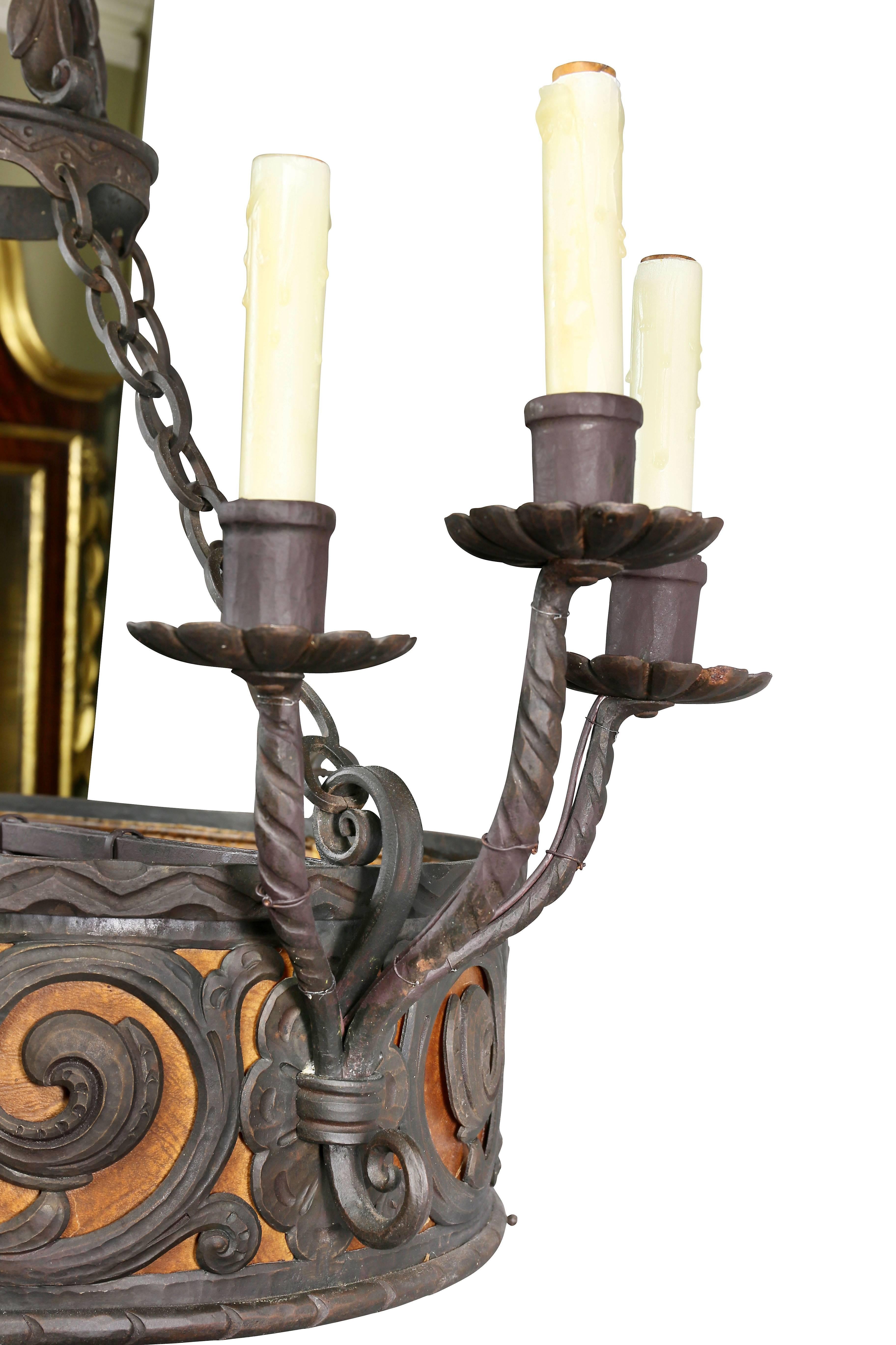 Arts & Crafts Wrought Iron Chandelier 2