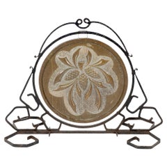 Schmiedeeiserner Gong mit Messingplatte, Wheatsheaf-Design, Kunsthandwerk