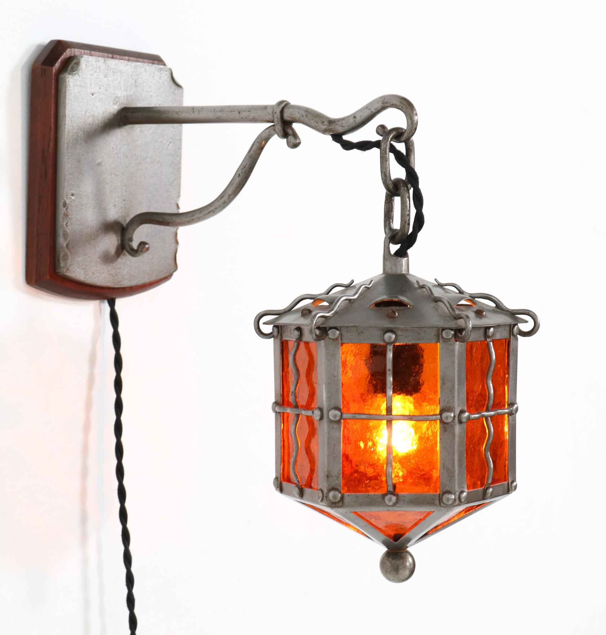 Dutch Arts & Crafts Wrought Iron Wall Light or Sconce, 1900s For Sale