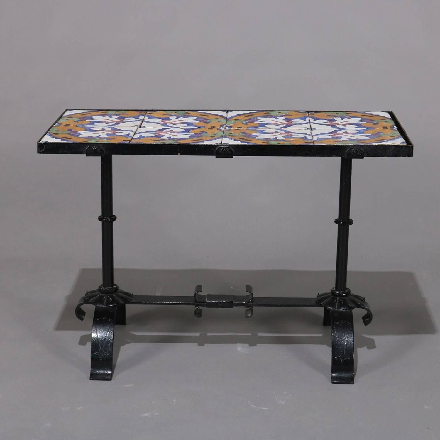 Arts & Crafts Yellin School Wrought Iron and Enameled California Tile Table 7