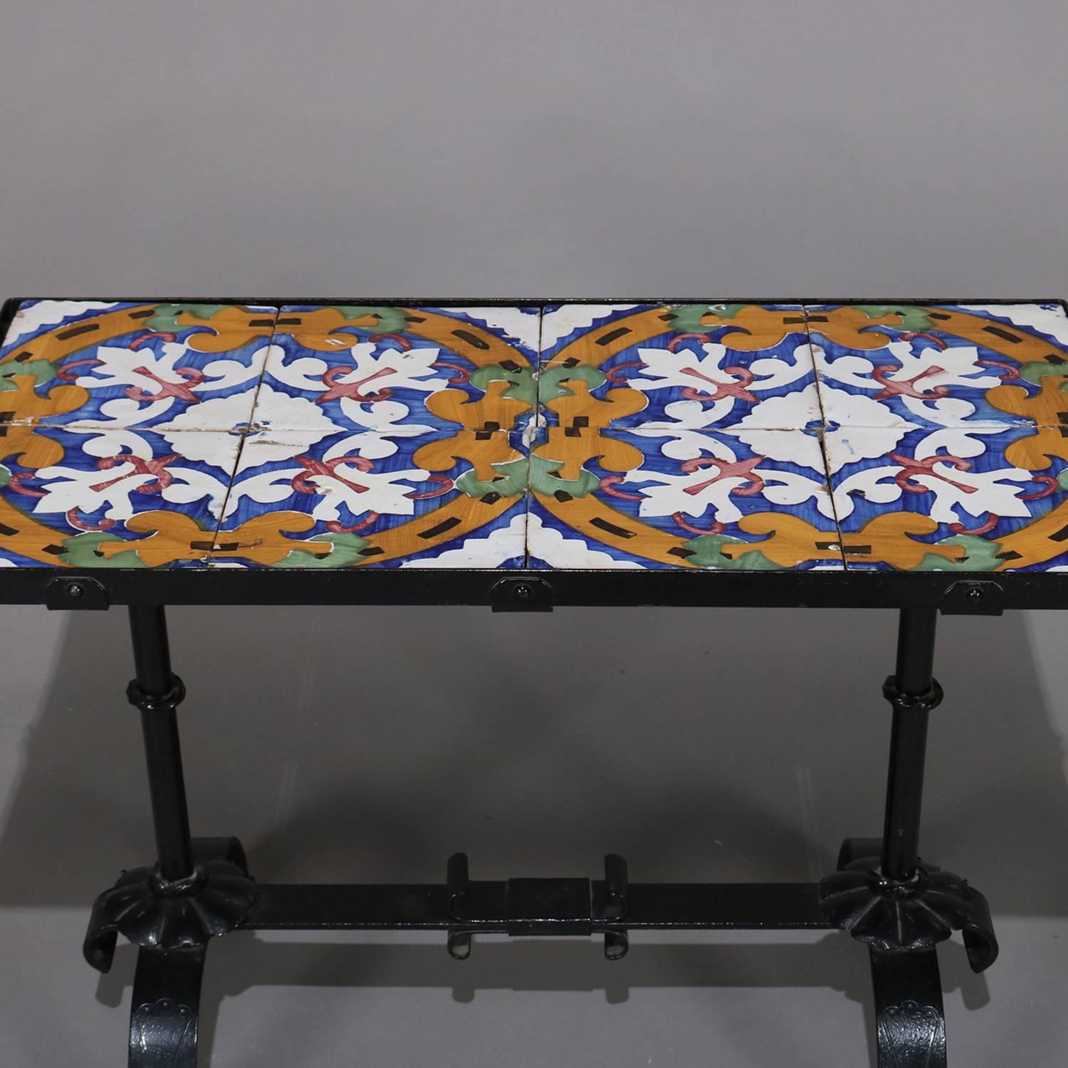 Arts and Crafts Arts & Crafts Yellin School Wrought Iron and Enameled California Tile Table