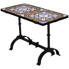 Antique Arts & Crafts Yellin School Wrought Iron and Enameled California Tile Table