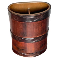 Arts & Craftsy Wood & Copper Umbrella Stick Stand w.. Sculptures en forme de ceinture en cuir
