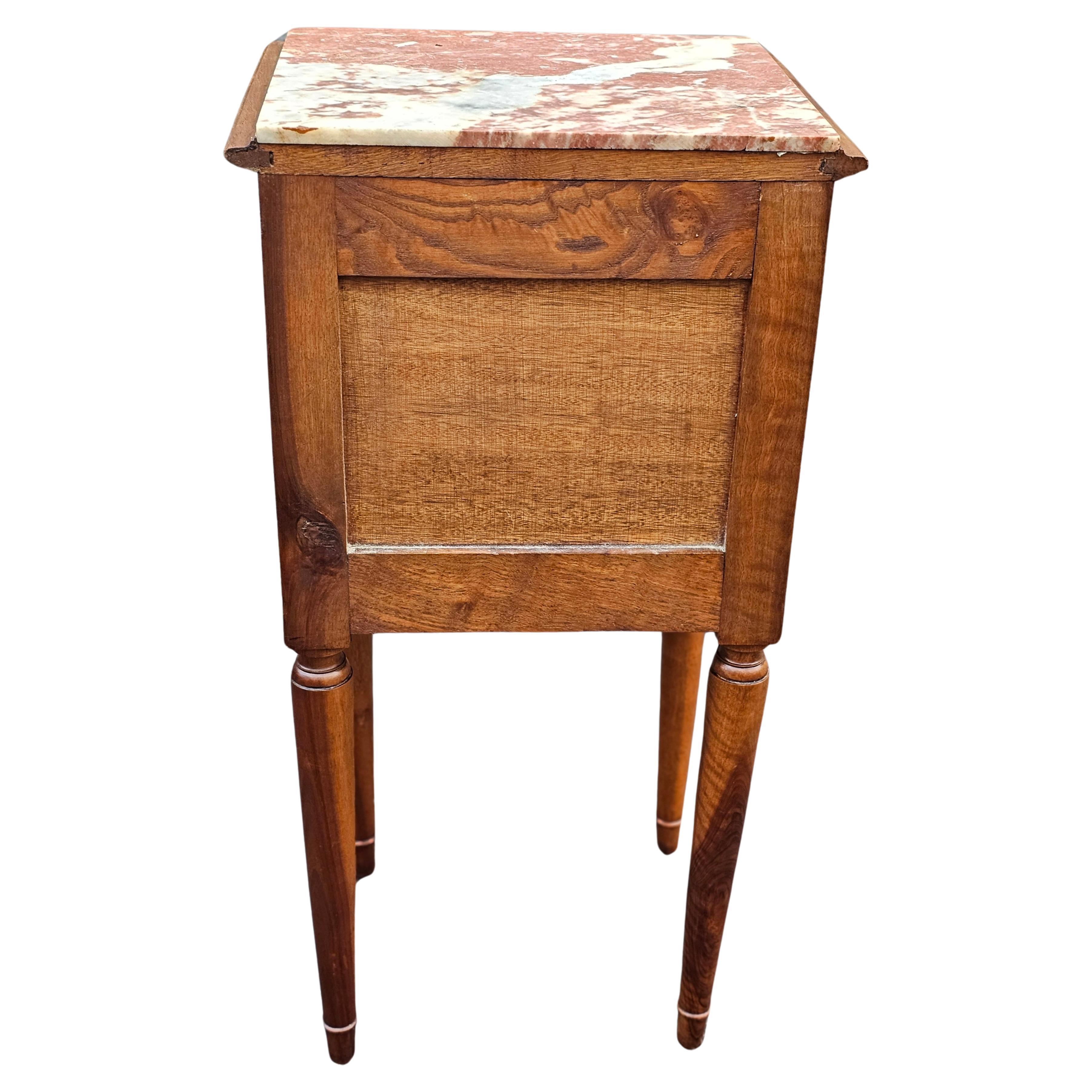 Arts & Crats Transitional Walnut Marble Top and Porcelain Humidor Side Table For Sale 5
