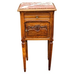 Arts & Crats Transitional Walnut Marble Top and Porcelain Humidor Side Table