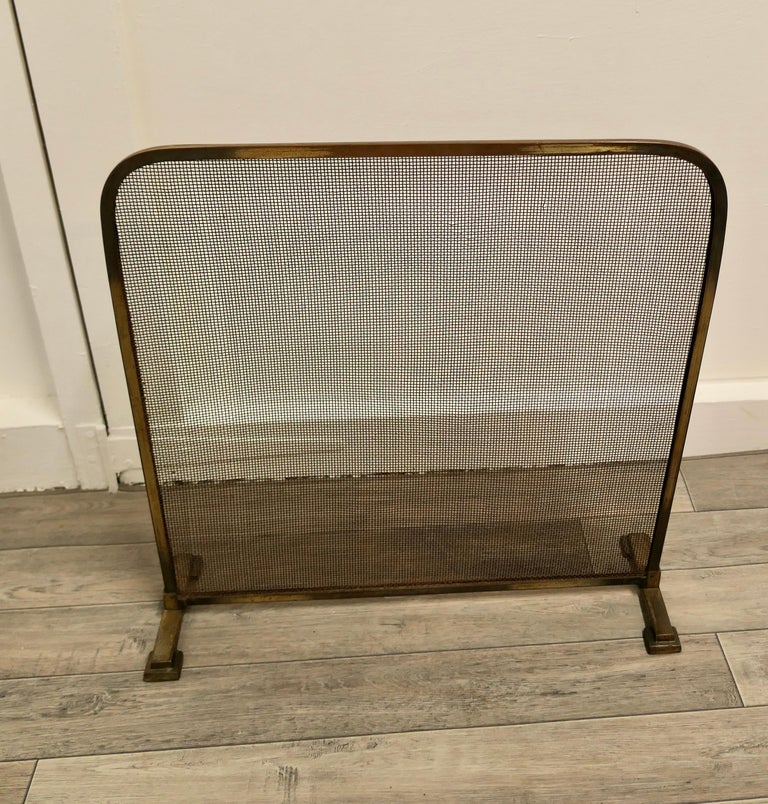 Arts Deco Brass Fire Guard, Spark Screen at 1stDibs