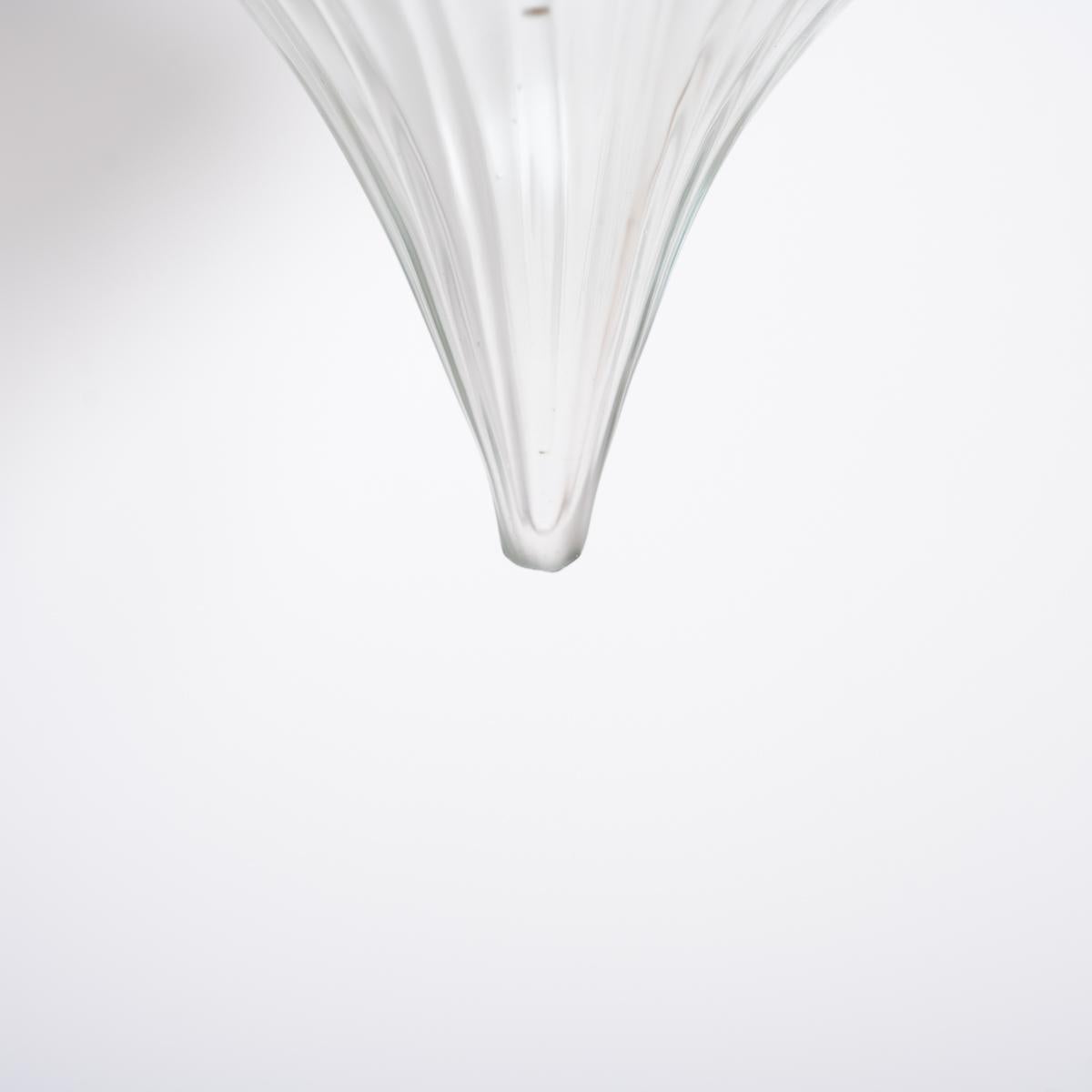 Arts Nouveau Pendant Light with Frosted Glass Teardrop Shade & Decorative Brass 3