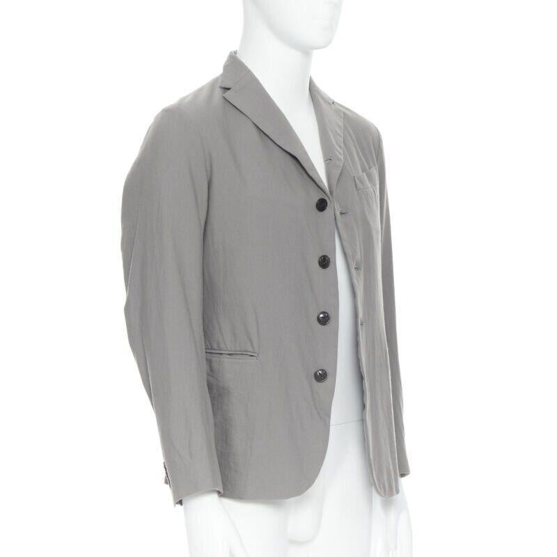 Gray ARTS & SCIENCE grey cotton blend 4-button short collar casusal blazer jacket JP2 For Sale