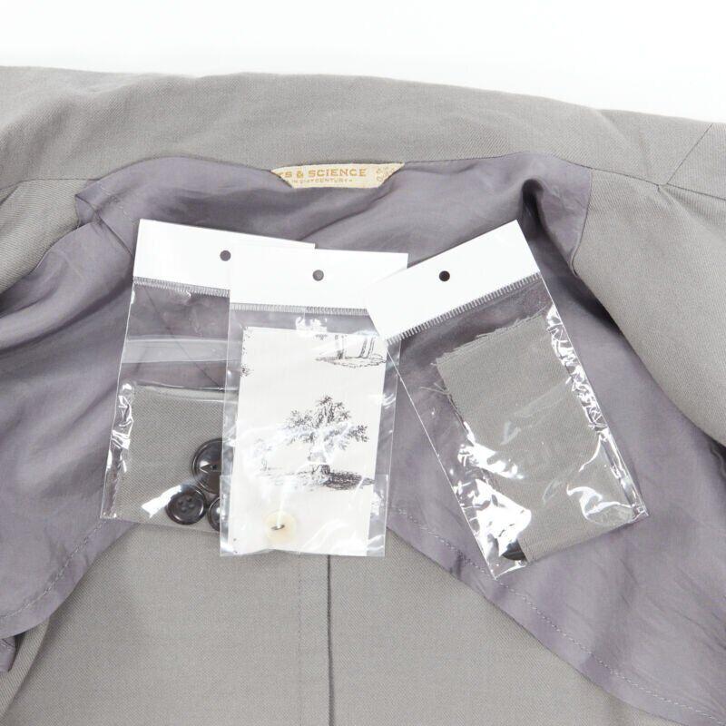 ARTS & SCIENCE grey cotton blend 4-button short collar casusal blazer jacket JP2 For Sale 4
