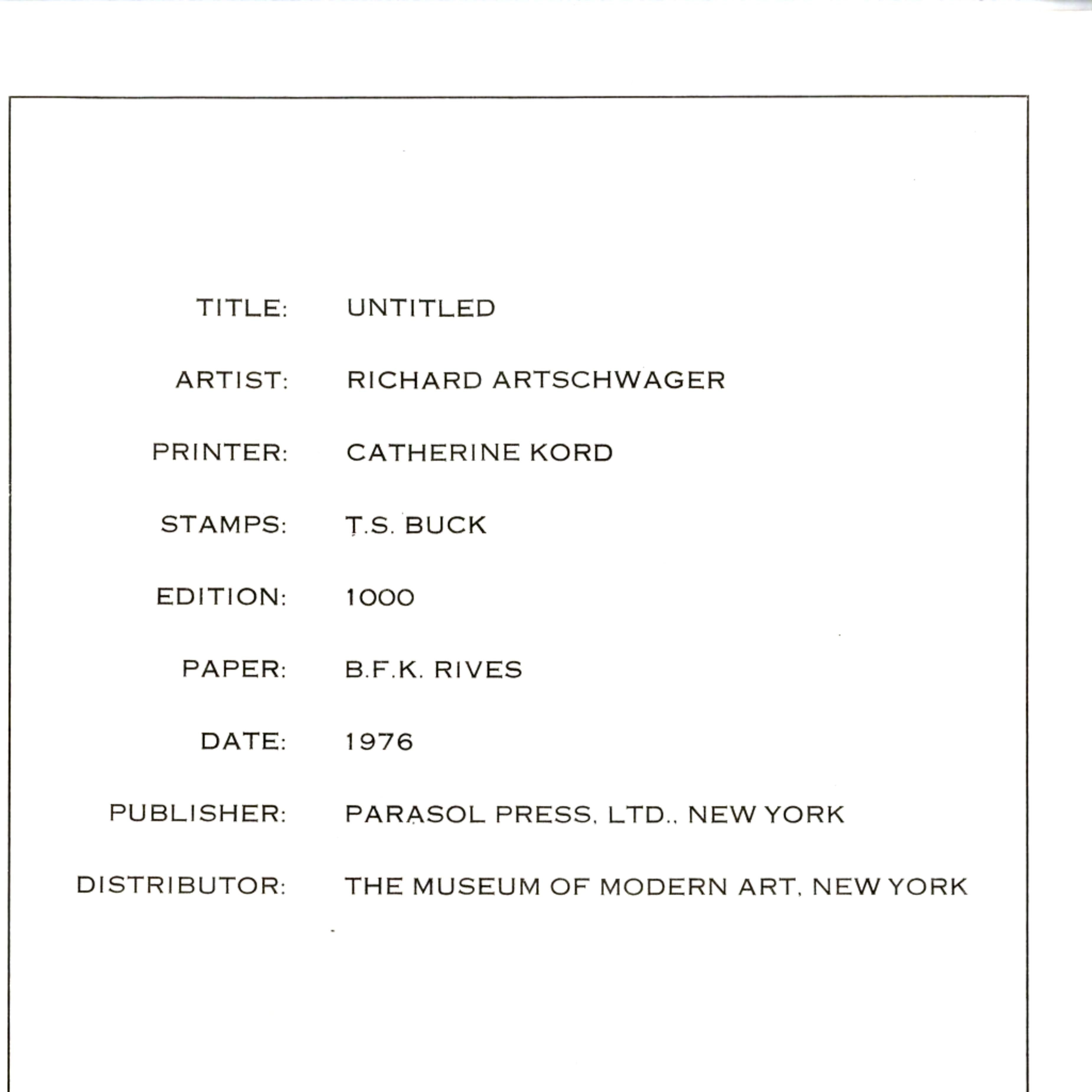 Interior #2 (from Rubber Stamp Portfolio), 1976 with original envelope 917/1000 - Conceptual Print by ARTSCHWAGER, RICHARD