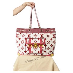  Beach tote handbag in towel fabric with monogram and gold studs Louis Vuitton 
