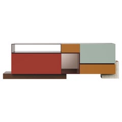 Credenza Artsy Module Travertino Bronzo Specchio Ottone Portogallo by Malabar