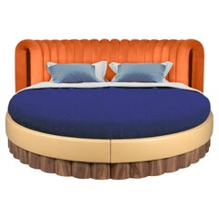 Artsy Post-future Round Bed Cotton Velvet Mirror Made in Portugal by Malabar