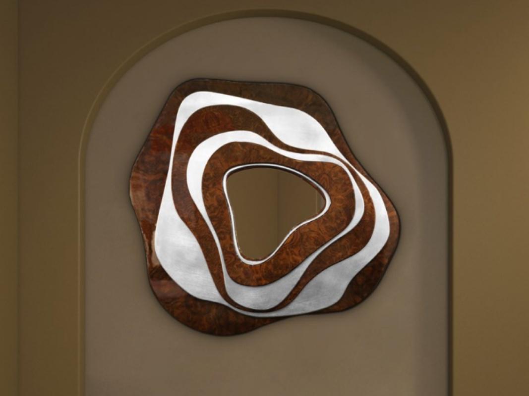 Artsy Torsion Mirror Gold leaf Wood, Made in Portugal by Malabar For Sale 2