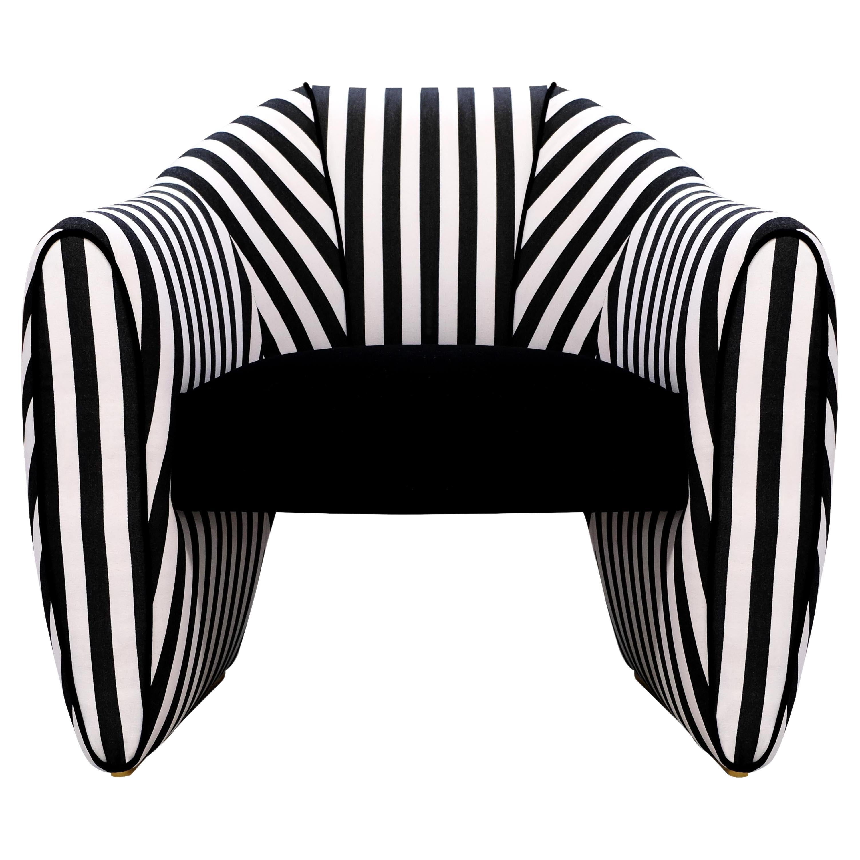 Artsy Viginti XX Armchair Stripes Stain and Smooth Velvet by Malabar For Sale