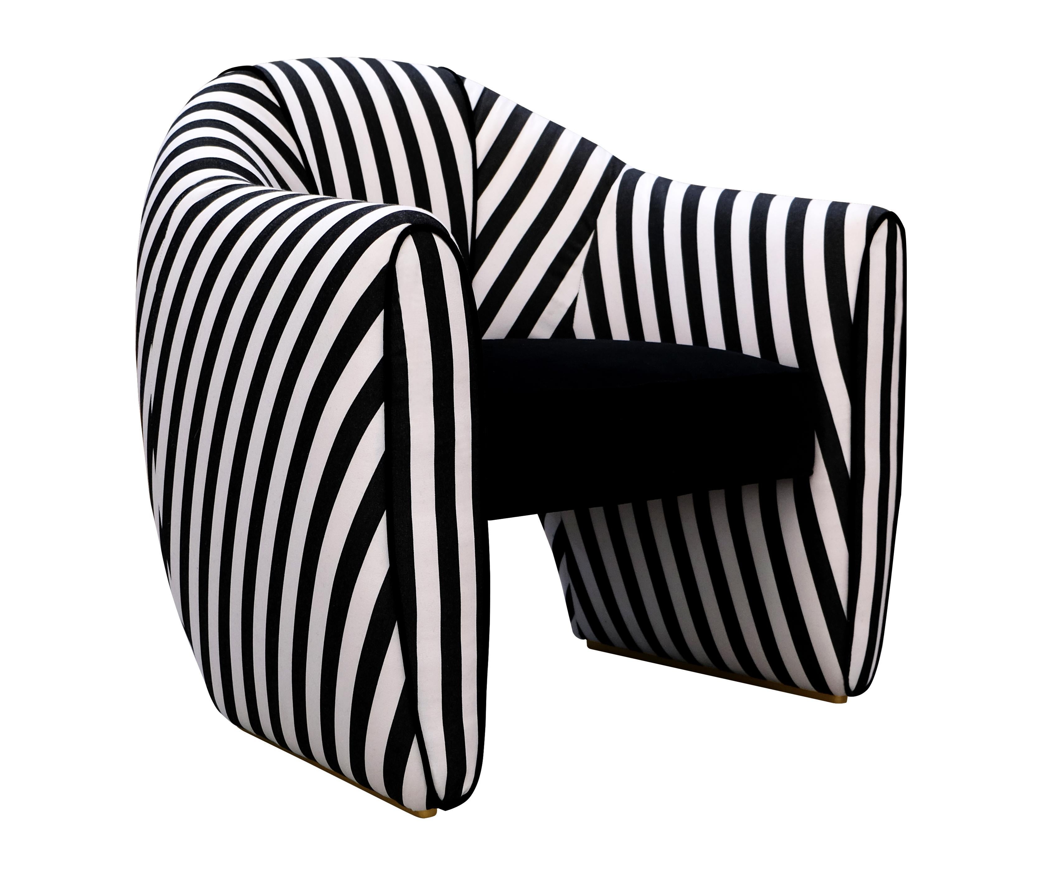 Portuguese Artsy Viginti XX Armchair Stripes Textile Handmade in Portugal by Malabar For Sale