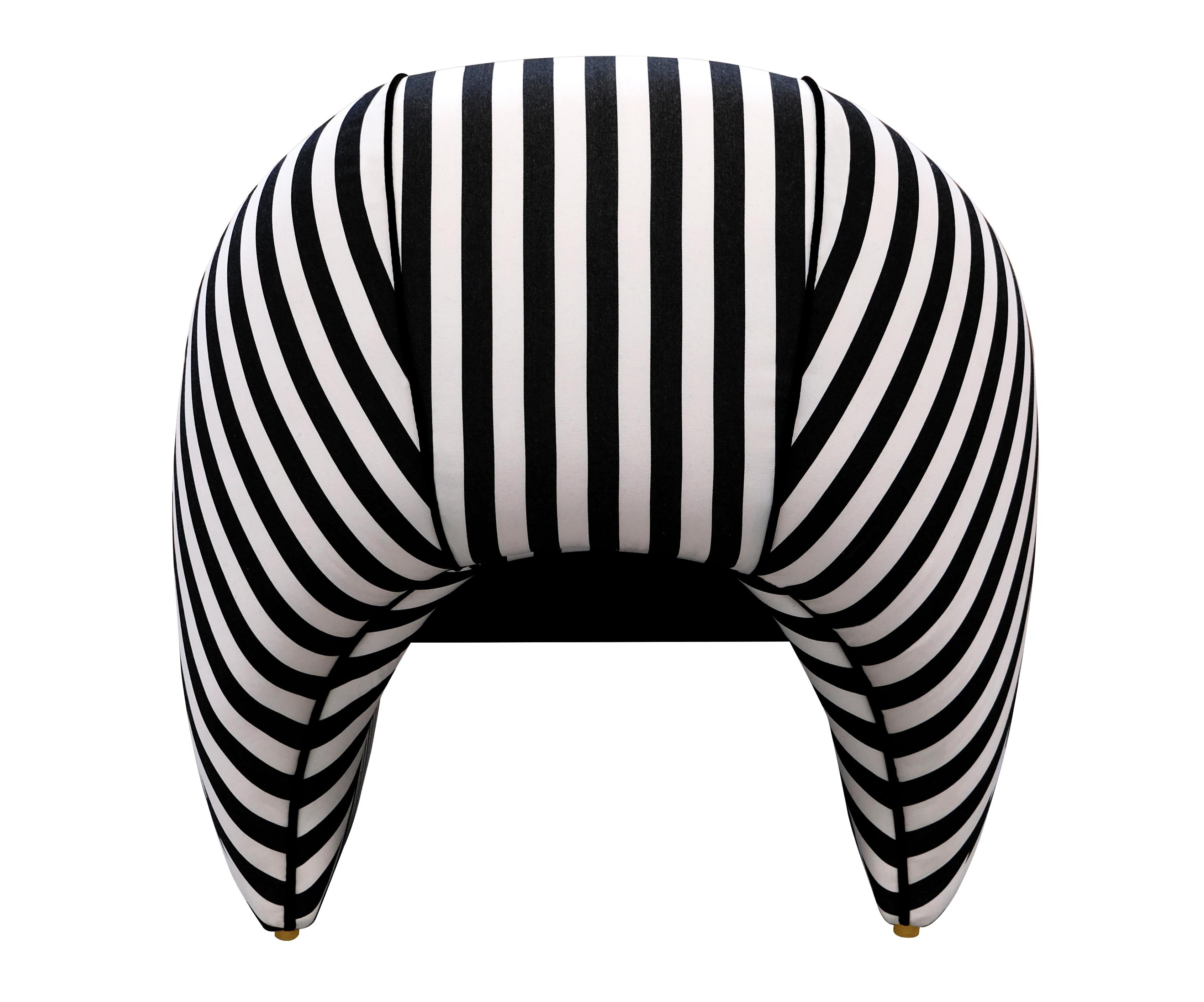Cotton Artsy Viginti XX Armchair Stripes Textile Handmade in Portugal by Malabar For Sale