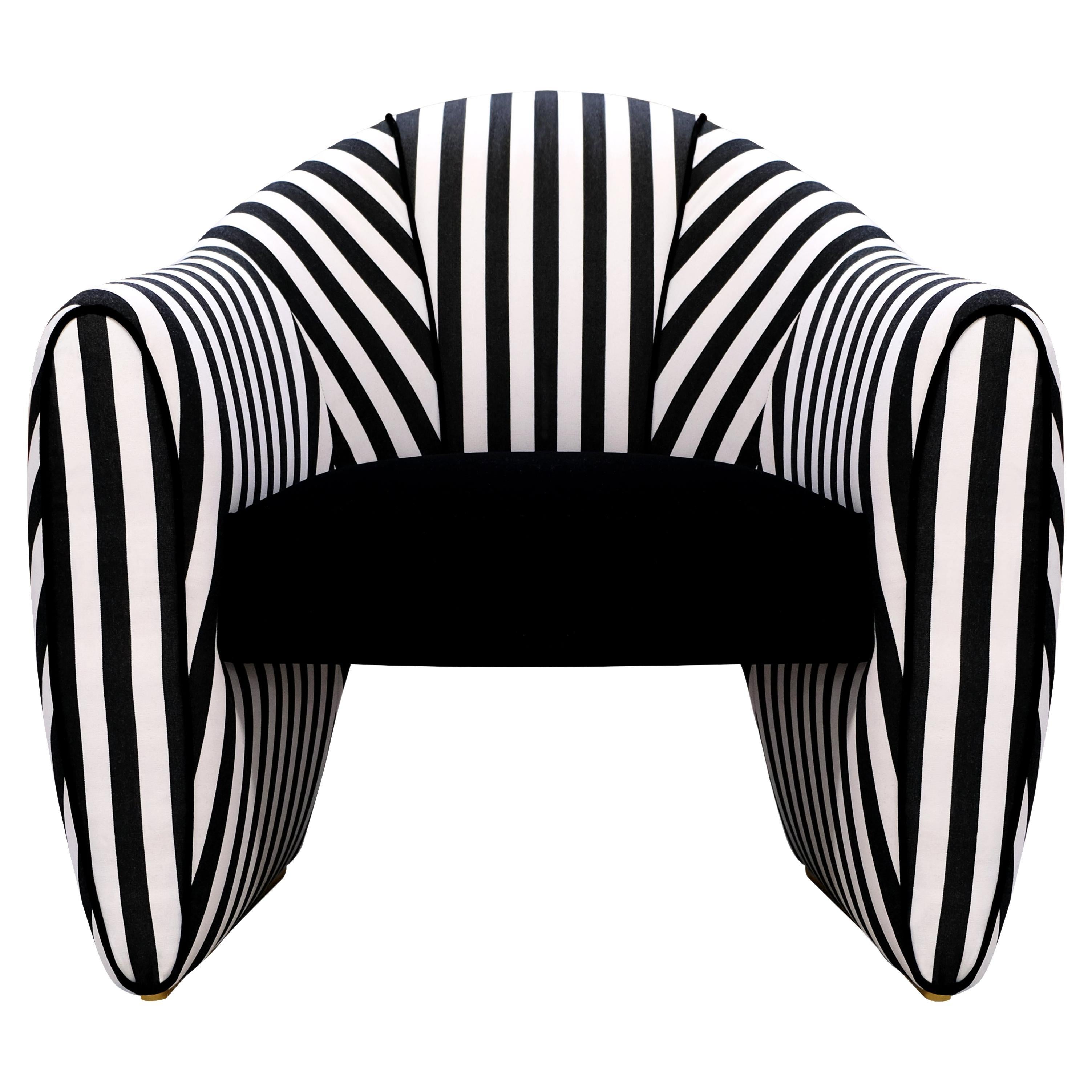Artsy Viginti XX Armchair Stripes Textile Handmade in Portugal by Malabar For Sale