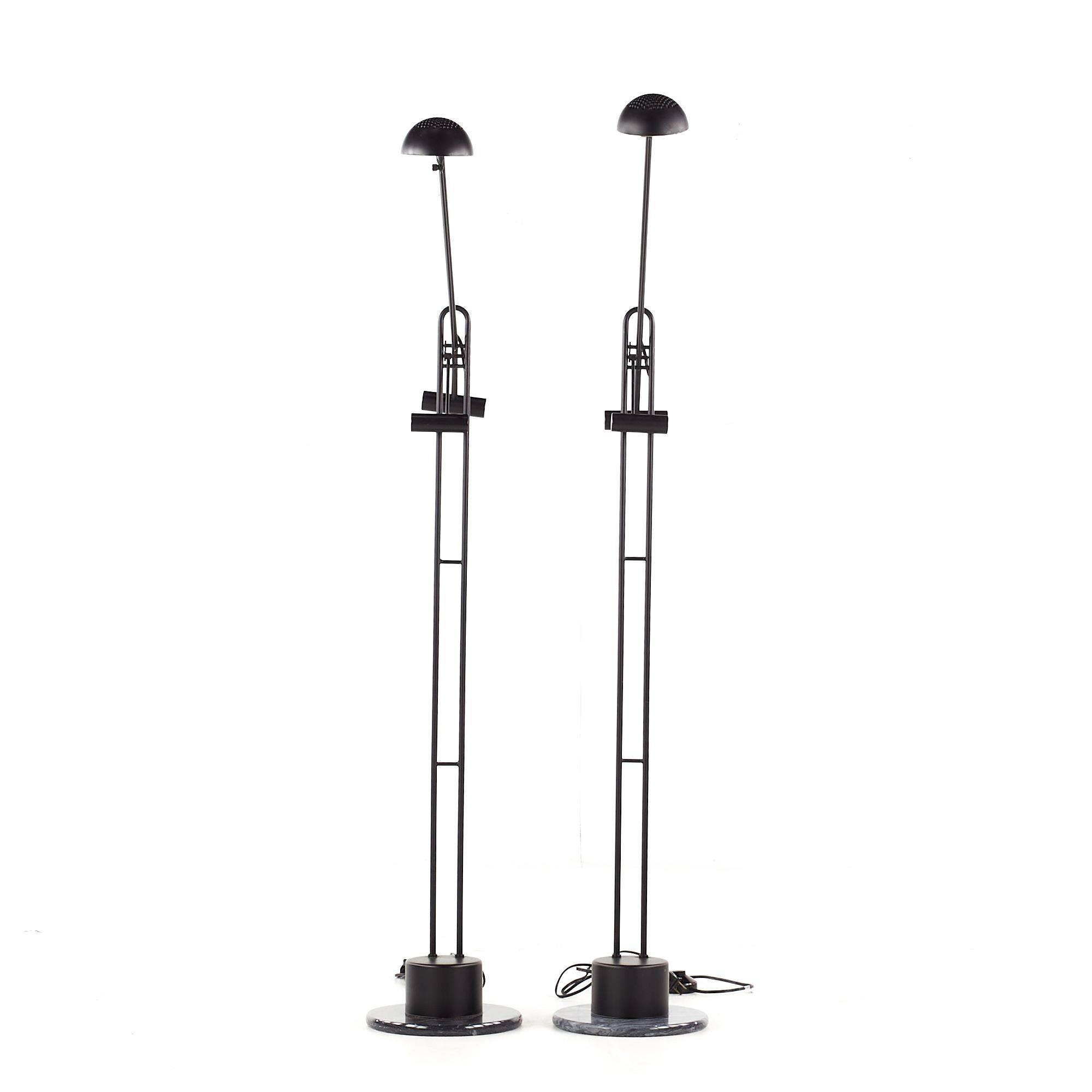 Artup Style Postmodern Cantilevered Marble Base Floor Lamp - Pair

Each floor lamp measures: 9 wide x 9 deep x 55 inches high
(height is adjustable)

These lamps are in Good Vintage Condition.

We take our photos in a controlled lighting studio to
