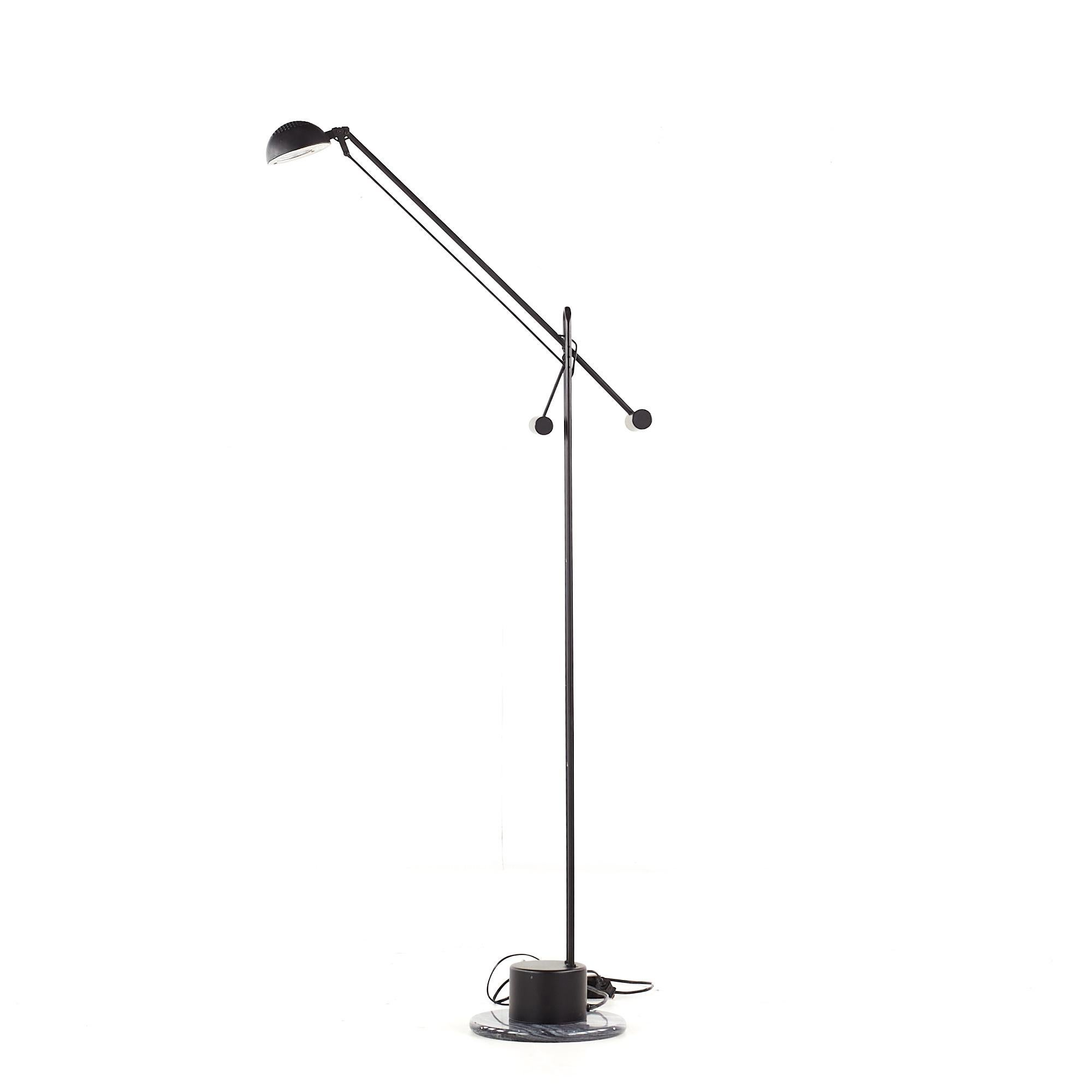 Contemporary Artup Style Postmodern Cantilevered Marble Base Floor Lamp - Pair For Sale