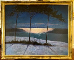 «Sandhamn, cerca de Estocolmo», paisaje sueco al atardecer, óleo sobre lienzo