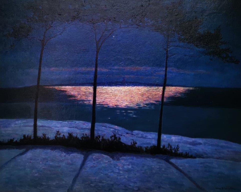 "Sandhamn, Near Stockholm", Swedish evening landscape, oil on canvas